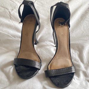 Black Leather Ankle Strap Heels, Cool Design